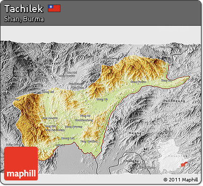 Physical 3D Map of Tachilek, desaturated