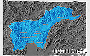 Political 3D Map of Tachilek, darken, desaturated