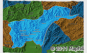 Political 3D Map of Tachilek, darken