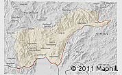 Shaded Relief 3D Map of Tachilek, desaturated