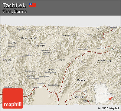 Shaded Relief 3D Map of Tachilek