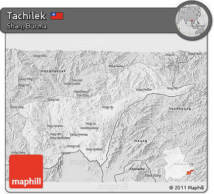 Silver Style 3D Map of Tachilek