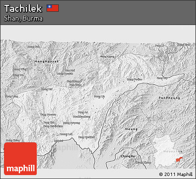 Silver Style 3D Map of Tachilek