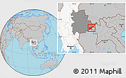 Gray Location Map of Tachilek, highlighted country, highlighted parent region