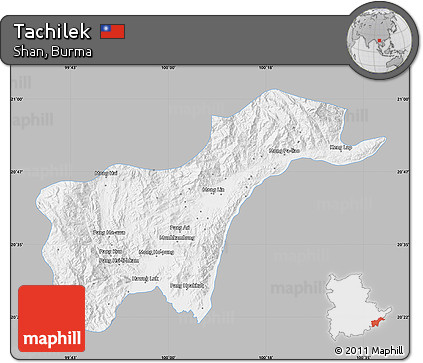 Gray Map of Tachilek, single color outside