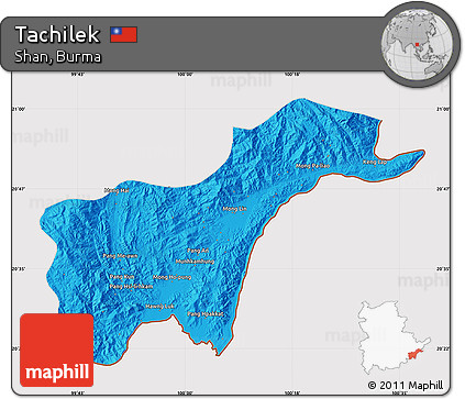 Political Map of Tachilek, cropped outside