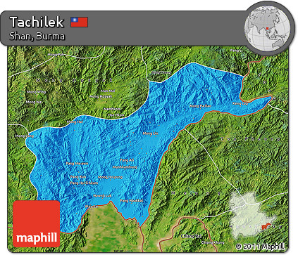 Political Map of Tachilek, satellite outside