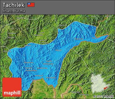 Political Map of Tachilek, satellite outside