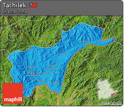 Political Map of Tachilek, satellite outside