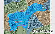 Political Map of Tachilek, semi-desaturated