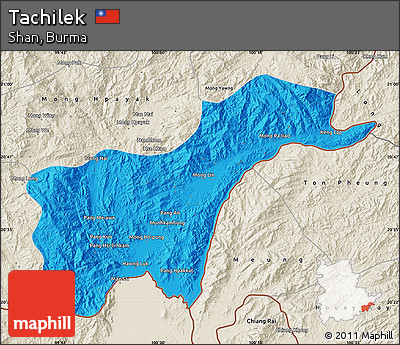 Political Map of Tachilek, shaded relief outside