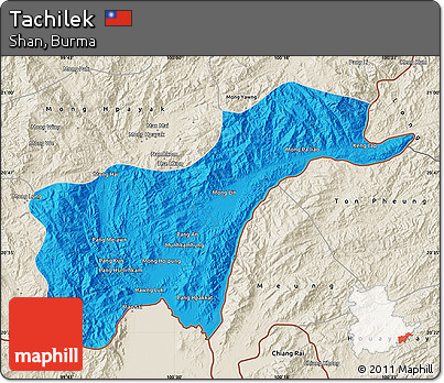 Political Map of Tachilek, shaded relief outside