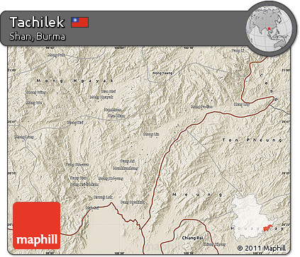 Shaded Relief Map of Tachilek