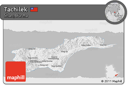 Gray Panoramic Map of Tachilek, single color outside