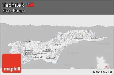 Gray Panoramic Map of Tachilek, single color outside