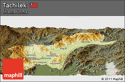 Physical Panoramic Map of Tachilek, darken