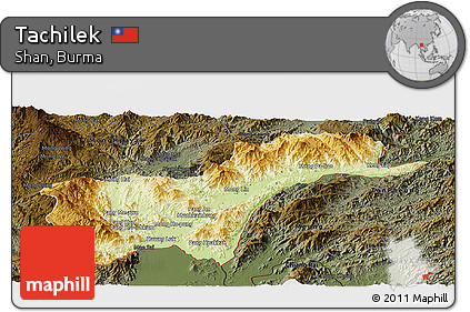 Physical Panoramic Map of Tachilek, darken