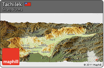 Physical Panoramic Map of Tachilek, darken