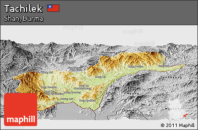 Physical Panoramic Map of Tachilek, desaturated