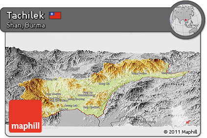 Physical Panoramic Map of Tachilek, desaturated