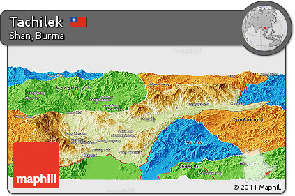 Physical Panoramic Map of Tachilek, political outside