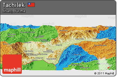 Physical Panoramic Map of Tachilek, political outside