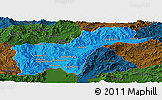 Political Panoramic Map of Tachilek, darken