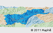 Political Panoramic Map of Tachilek, lighten