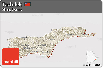 Shaded Relief Panoramic Map of Tachilek, cropped outside