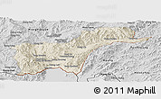 Shaded Relief Panoramic Map of Tachilek, desaturated