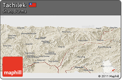 Shaded Relief Panoramic Map of Tachilek