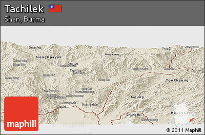 Shaded Relief Panoramic Map of Tachilek