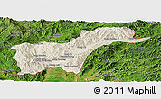 Shaded Relief Panoramic Map of Tachilek, satellite outside