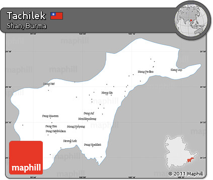 Gray Simple Map of Tachilek, single color outside