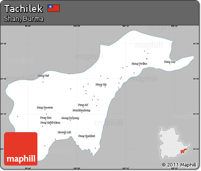 Gray Simple Map of Tachilek, single color outside