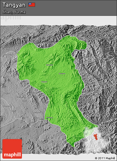 Political 3D Map of Tangyan, desaturated