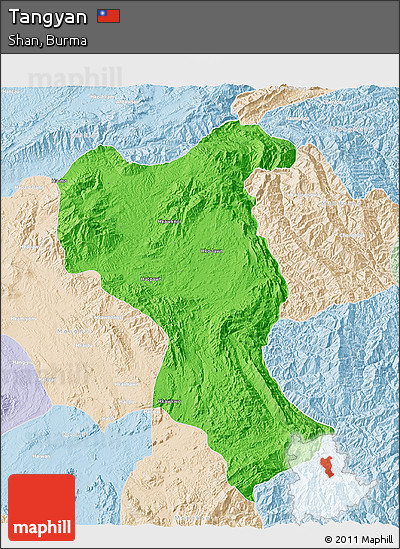 Political 3D Map of Tangyan, lighten