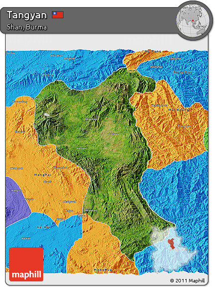 Satellite 3D Map of Tangyan, political outside