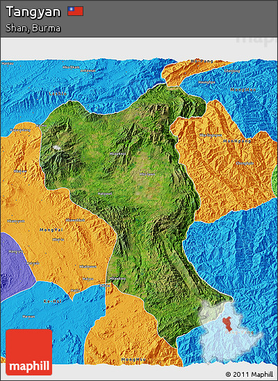 Satellite 3D Map of Tangyan, political outside