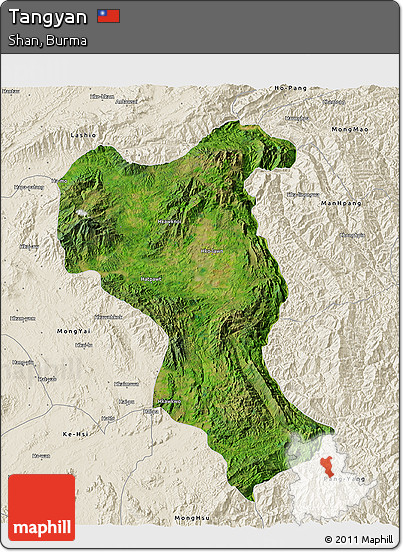 Satellite 3D Map of Tangyan, shaded relief outside