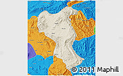 Shaded Relief 3D Map of Tangyan, political outside