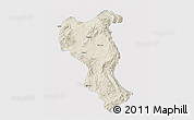 Shaded Relief 3D Map of Tangyan, single color outside