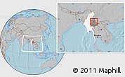 Gray Location Map of Tangyan, highlighted country, highlighted parent region, within the entire country, hill shading