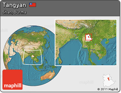 Satellite Location Map of Tangyan, highlighted parent region, within the entire country