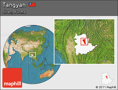 Satellite Location Map of Tangyan, highlighted parent region