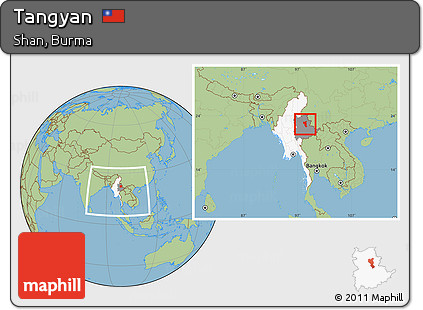 Savanna Style Location Map of Tangyan, highlighted country, highlighted parent region, within the entire country
