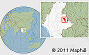 Savanna Style Location Map of Tangyan, highlighted country, hill shading