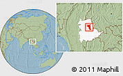 Savanna Style Location Map of Tangyan, highlighted parent region, hill shading