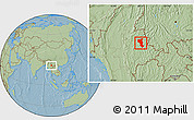 Savanna Style Location Map of Tangyan, hill shading
