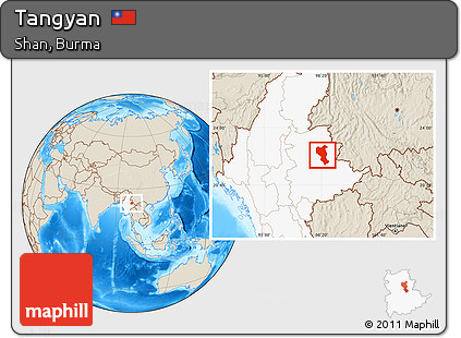 Shaded Relief Location Map of Tangyan, highlighted country